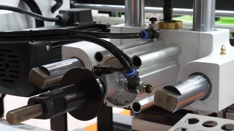 Operating automatic industrial machine.  Automated line in factory. Close-up. Stock Footage 103929391