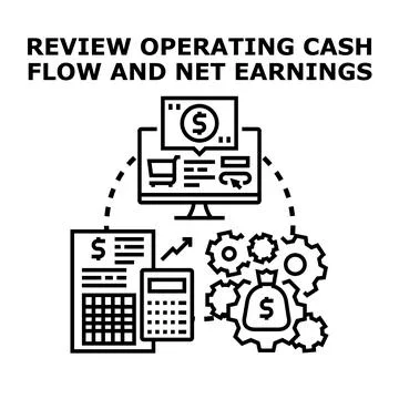 Operating cash flow and net earnings review concept 스톡 일러스트