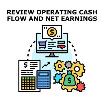 Operating cash flow and net earnings review concept 스톡 일러스트