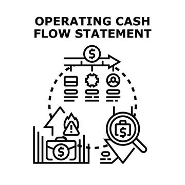 Operating cash flow statement analysis evaluating financial performance Stock Illustration