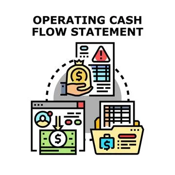 Operating cash flow statement analyzing financial data Stock Illustration