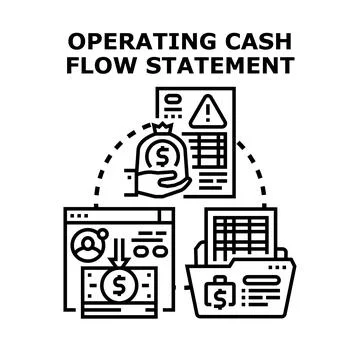 Operating cash flow statement analyzing financial data Stock Illustration