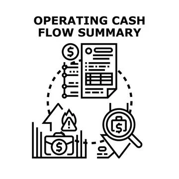 Operating cash flow summary analysis and financial reporting Stock Illustration