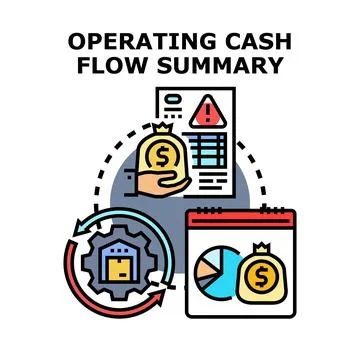 Operating cash flow summary business finance analytics Stock Illustration