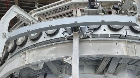 Operating clamp mechanism of a cable car gondola. Stock Footage 317805410