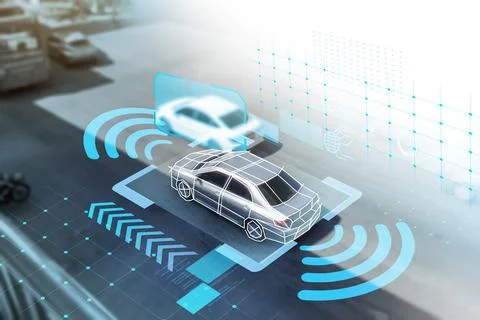 Operating a communication and detection system Using a driving safety alert.. Stock Photos