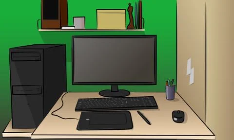 Operating a computer Stock Illustration