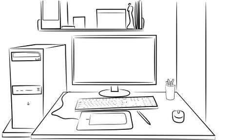 Operating a computer Stock Illustration