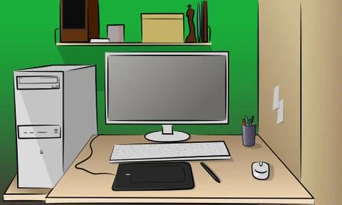 Operating a computer Stock Illustration