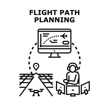 Operating drone flight path planning system Stock Illustration