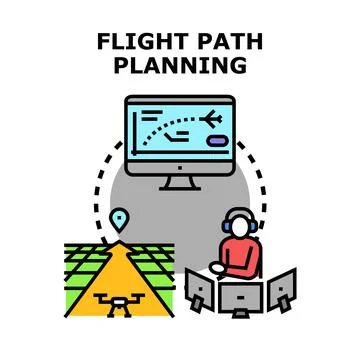 Operating drone flight path planning system Stock Illustration