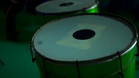 Operating drums in navratrotsav ccloseup view Stock Footage 256012606