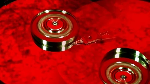 Operating hard disk drive on dark background. Stock Footage 78689066