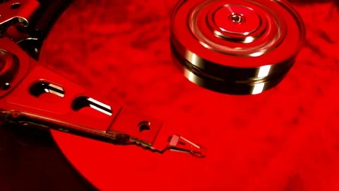 Operating hard disk drive on dark background. Stock Footage 78691395