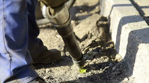 Operating A Jackhammer Stock Footage
