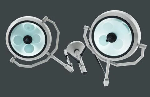 Operating lights isolated on gray background. 3D illustration Stock Illustration