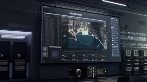Operating the location surveillance program using the modern control panel Stock Footage 204981975
