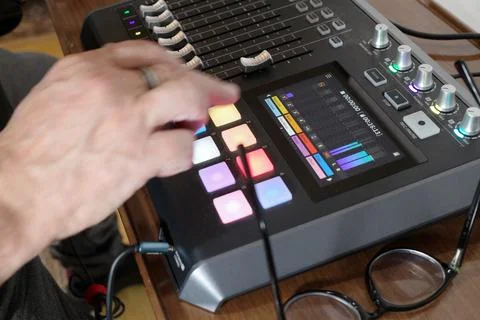 Operating a mixer Stock Photos