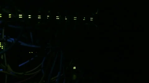 Operating network equipment in the server room. Processing the data stream Stock Footage 69034243