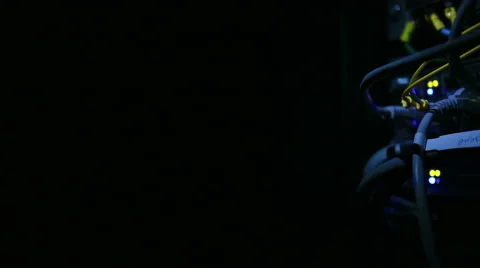 Operating network equipment in the server room. Processing the data stream Stock Footage 69034808