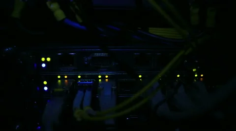 Operating network equipment in the server room. Processing the data stream Stock Footage 69034908