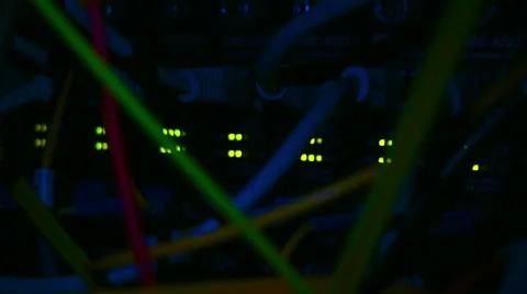 Operating network equipment in the server room. Processing the data stream Stock Footage 69035392