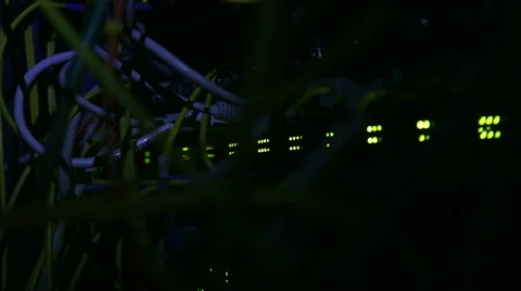 Operating network equipment in the server room. Processing the data stream Stock Footage 69036527