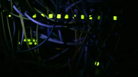 Operating network equipment in the server room. Processing the data stream Stock Footage 69037364