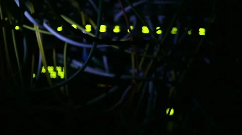 Operating network equipment in the server room. Processing the data stream Stock Footage 69037624