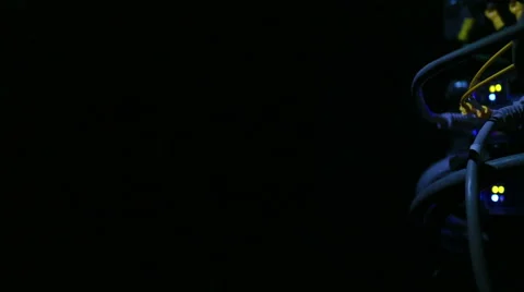 Operating network equipment in the server room. Processing the data stream Stock Footage 69037962