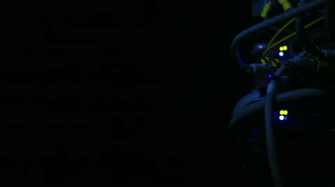 Operating network equipment in the server room. Processing the data stream Stock Footage 69037970