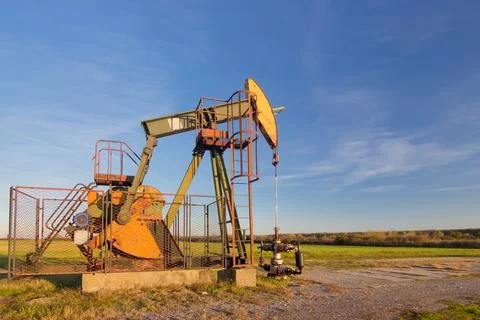 Operating oil pump Stock Photos