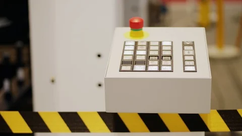 Operating panel with buttons for managing machine tools Stock Footage 119487016