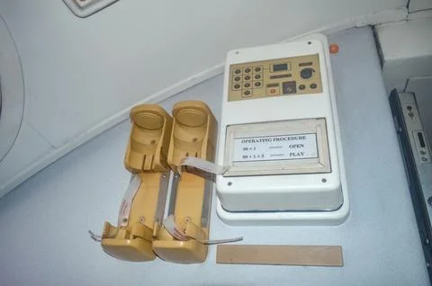 Operating procedure tools on an aircraft Stock Photos