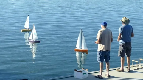 Operating Remote Control Yachts Stock-Footage 76158948