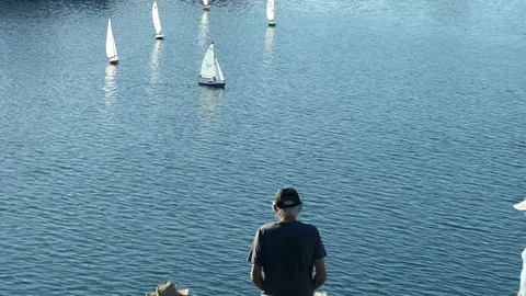 Operating Remote Control Yachts Stock Footage 76163260