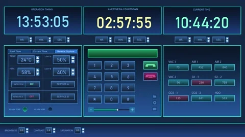 Operating room control interface design. Technological device with indicators Stock Footage 164863627