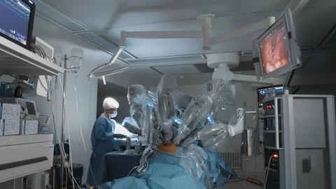 Operating room equipped with modern robotic medicine tools Stock Footage 241228281