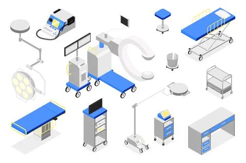 Operating Room Isometric Elements Stock Illustration