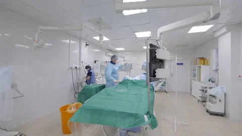 Operating room. The surgeon performs the operation. Cardiovascular diseases. Stock Footage 164675354
