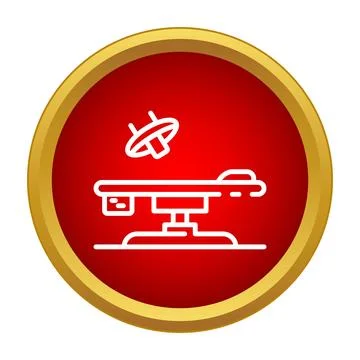 Operating room surgical bed and lamp icon Stock Illustration