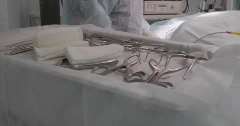 In the operating room, the surgical team prepares the animal for surgery Video stock 221566896