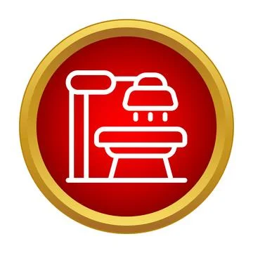 Operating room table and overhead lamp icon Stock Illustration