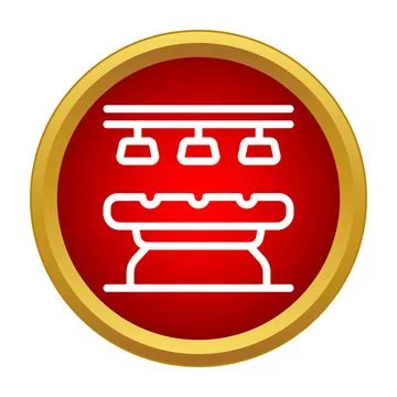 Operating room table with surgical lights icon Stock Illustration
