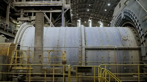 Operating SAG Mill Inside Copper Processing Plant Stock Footage 339378237
