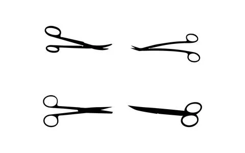 Operating Scissor Silhouette Collection Set, Flat Style Stock Illustration