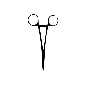 Operating Scissor Silhouette Isolated, Flat Style Stock Illustration