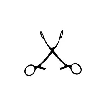 Operating Scissor Silhouette Isolated, Flat Style Stock Illustration