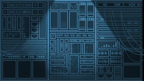 Operating server equipment and indicators illustration 스톡 일러스트