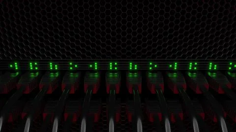 Operating server equipment. Telecommunication, cloud technology or data transfer Stock Illustration